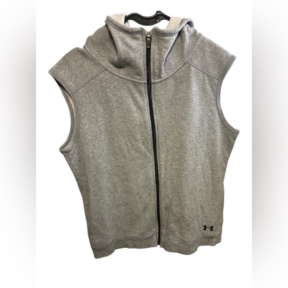 Under Armour Heather Gray Zip-Up Vest with Multicolor Graphic on Back